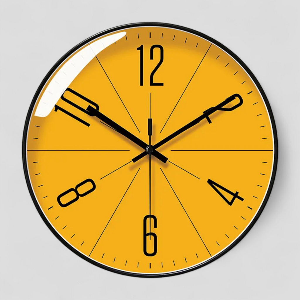 Horloge Murale Jaune – Design Moderne et Élégant
