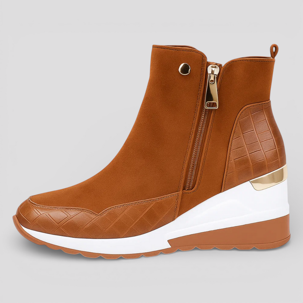 Bottes Noires Femme à Semelle Compensée Cuir