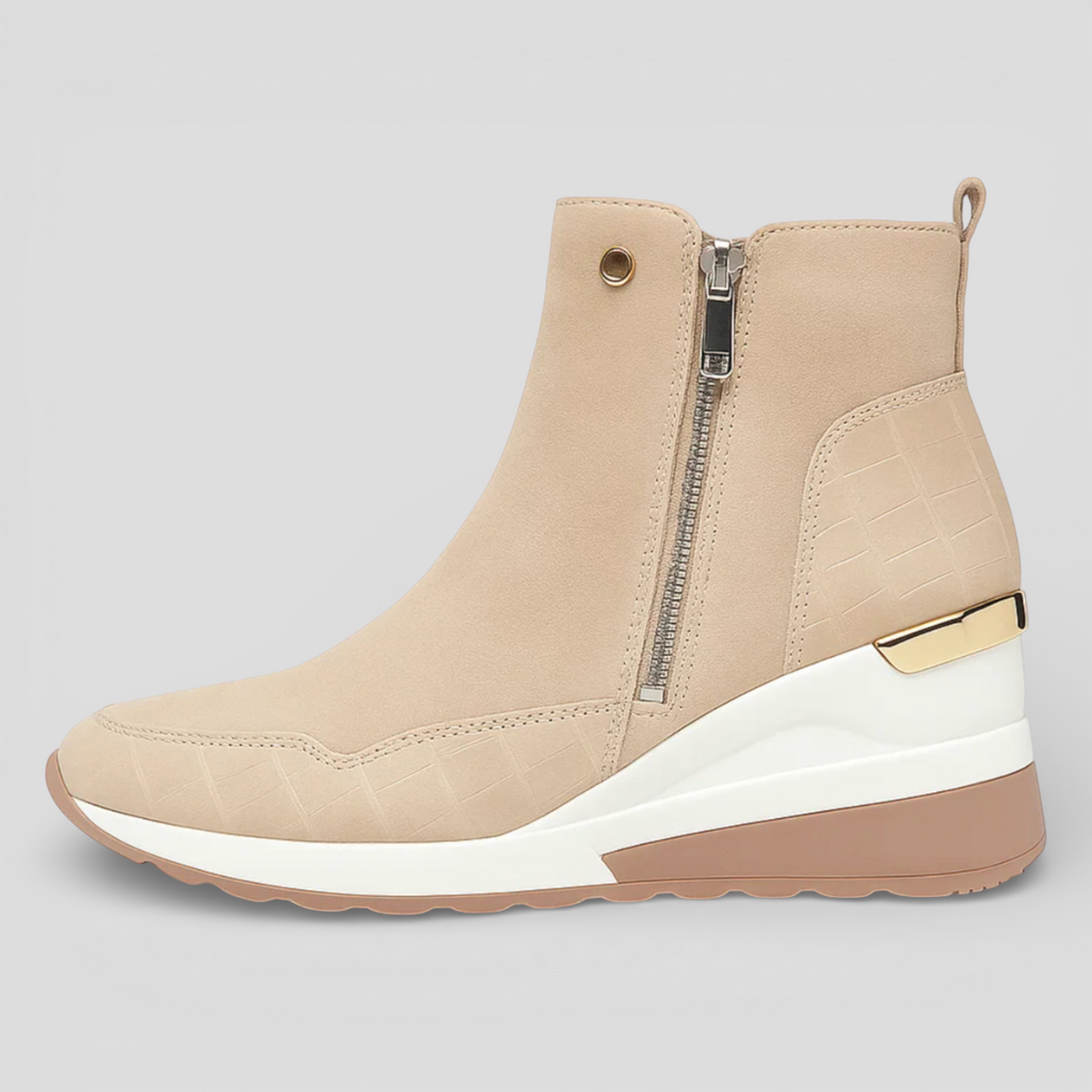 Bottes Noires Femme à Semelle Compensée Cuir