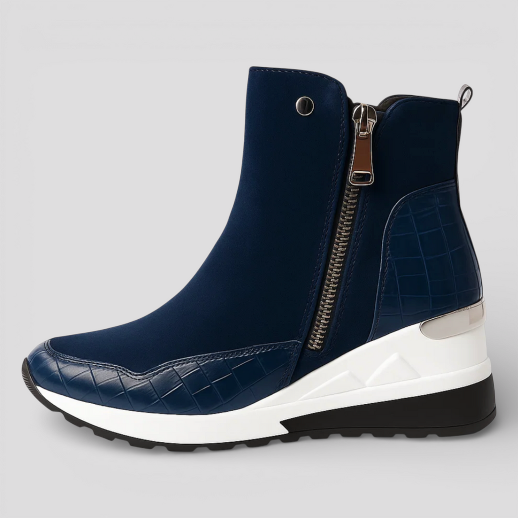 Bottes Noires Femme à Semelle Compensée Cuir