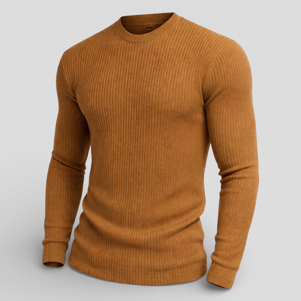 Herren Slim Fit Rippstrickpullover Bequeme Herrenmode