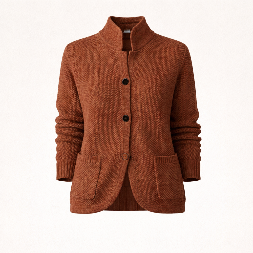 Cardigan Femme Maille Câblée Boutons Bois