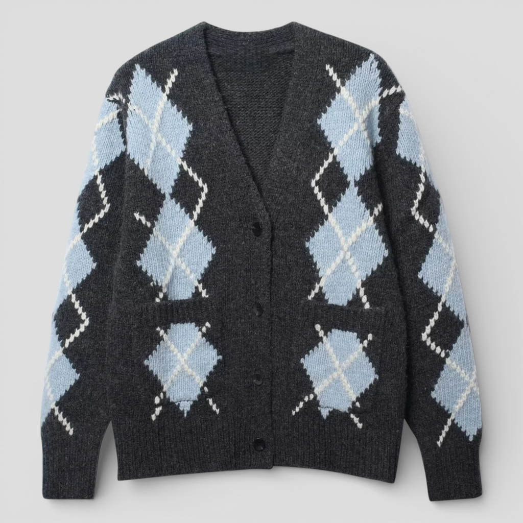 Cardigan Femme Ample Col en V Hivernal Acrylique