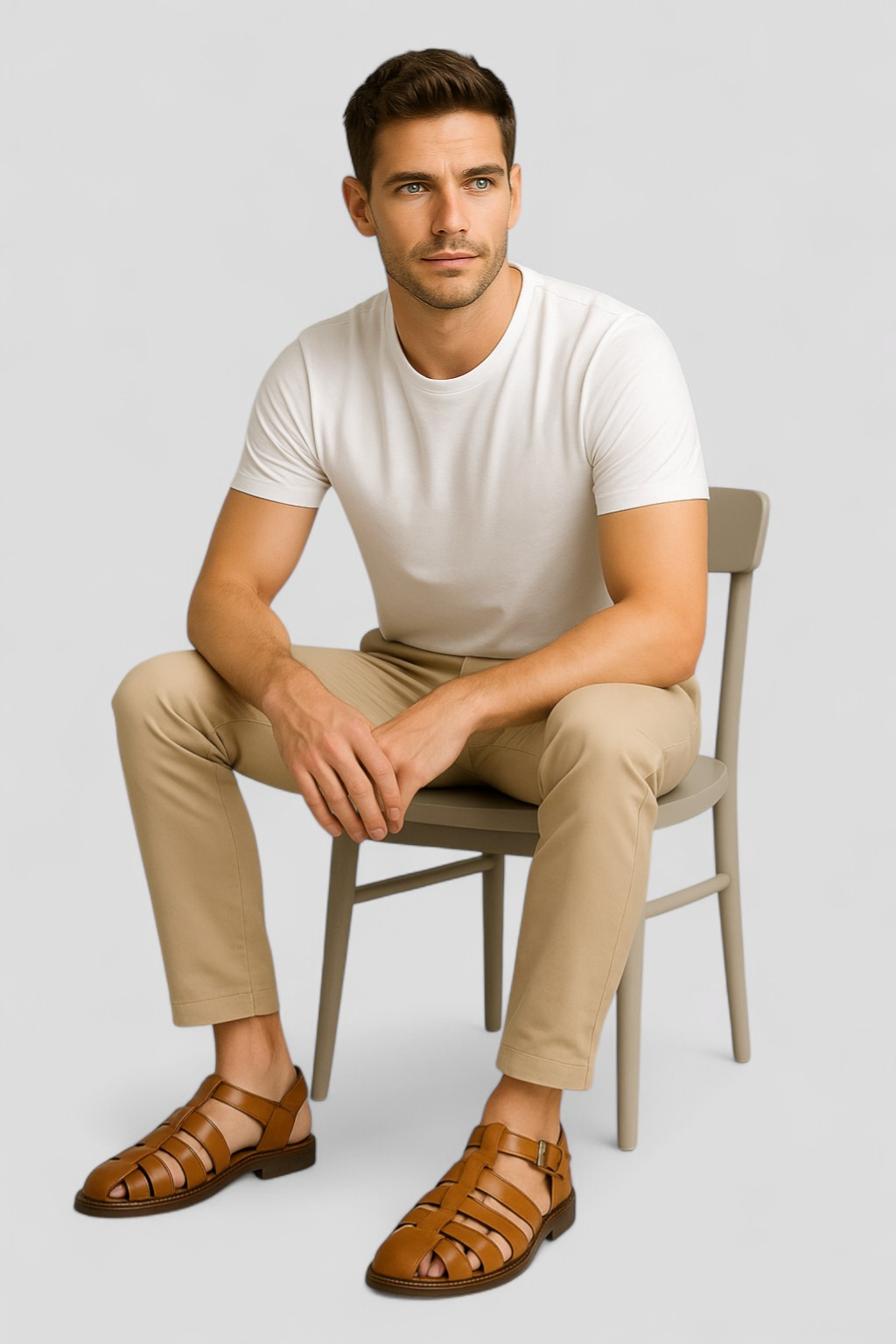 Sandales Homme Classiques Noires en Cuir Véritable, Confortables avec Boucle Réglable et Respirantes