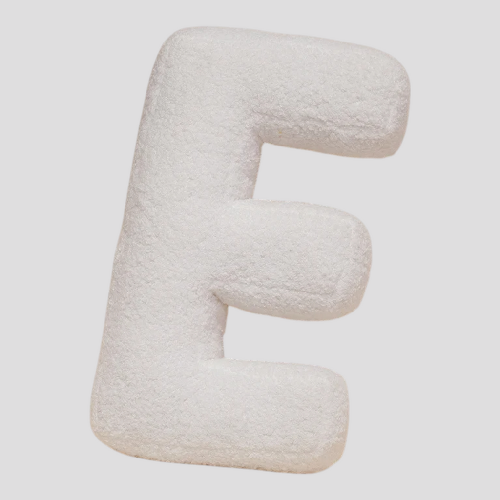 Coussin Lettre en Peluche Coton – Alphabet Décoratif Blanc, 40 Cm
