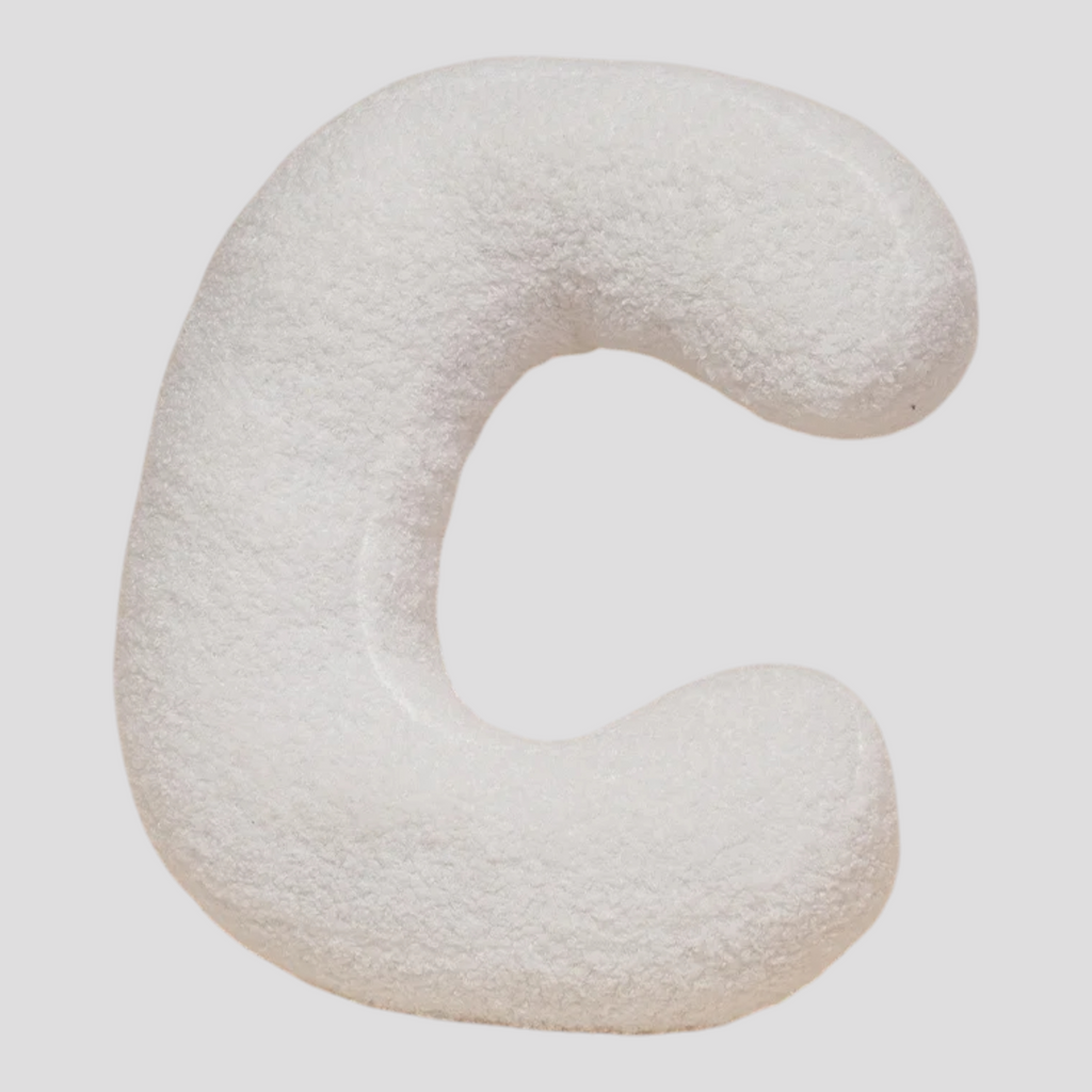 Coussin Lettre en Peluche Coton – Alphabet Décoratif Blanc, 40 Cm