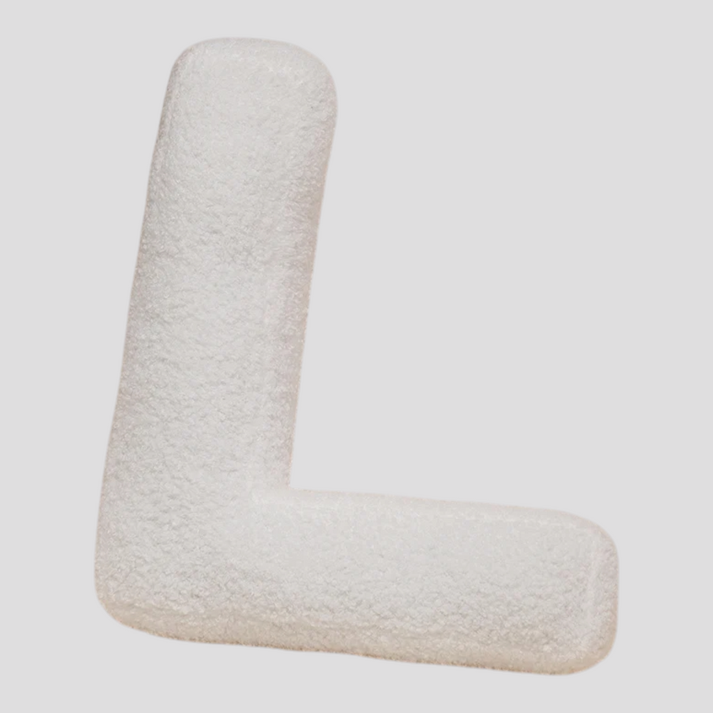 Coussin Lettre en Peluche Coton – Alphabet Décoratif Blanc, 40 Cm