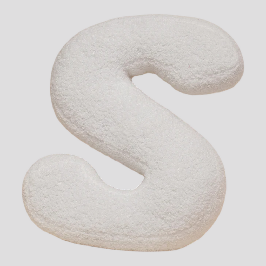 Coussin Lettre en Peluche – Alphabet Décoratif Blanc – 40 cm