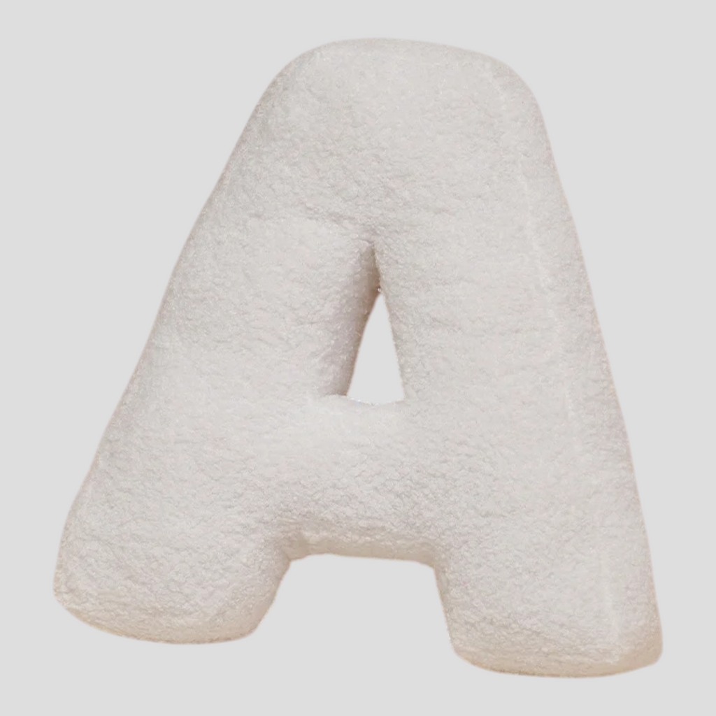 Coussin Lettre en Peluche Coton – Alphabet Décoratif Blanc, 40 Cm
