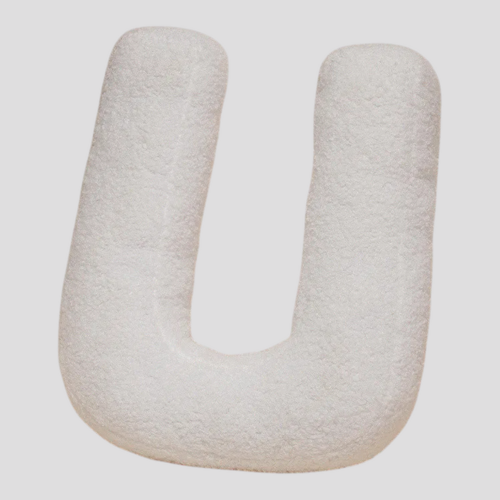 Coussin Lettre en Peluche Coton – Alphabet Décoratif Blanc, 40 Cm