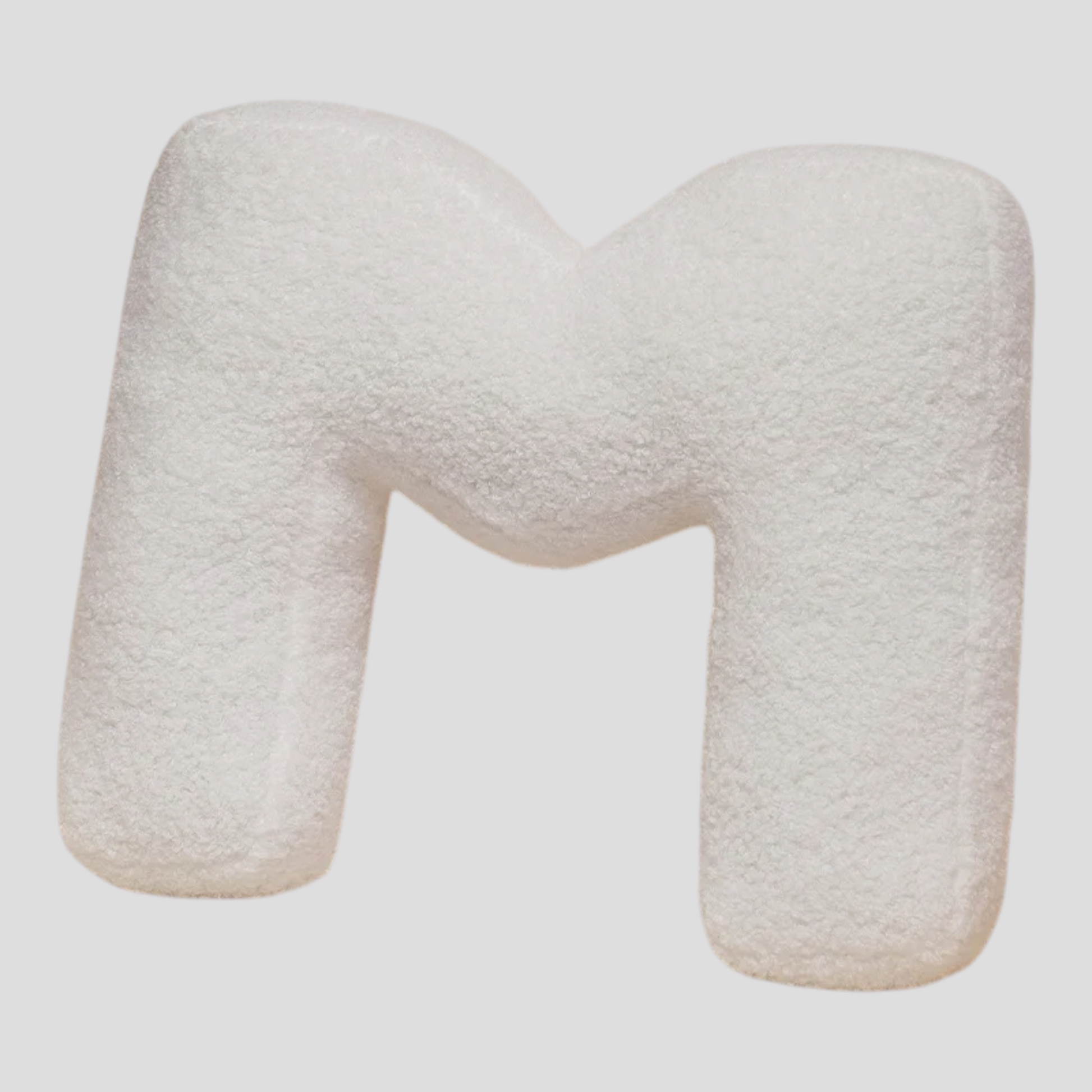 Coussin Lettre en Peluche – Alphabet Décoratif Blanc – 40 cm