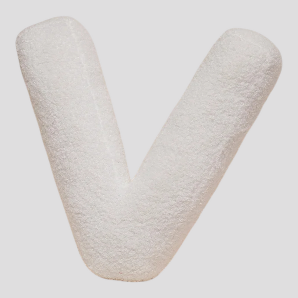 Coussin Lettre en Peluche Coton – Alphabet Décoratif Blanc, 40 Cm