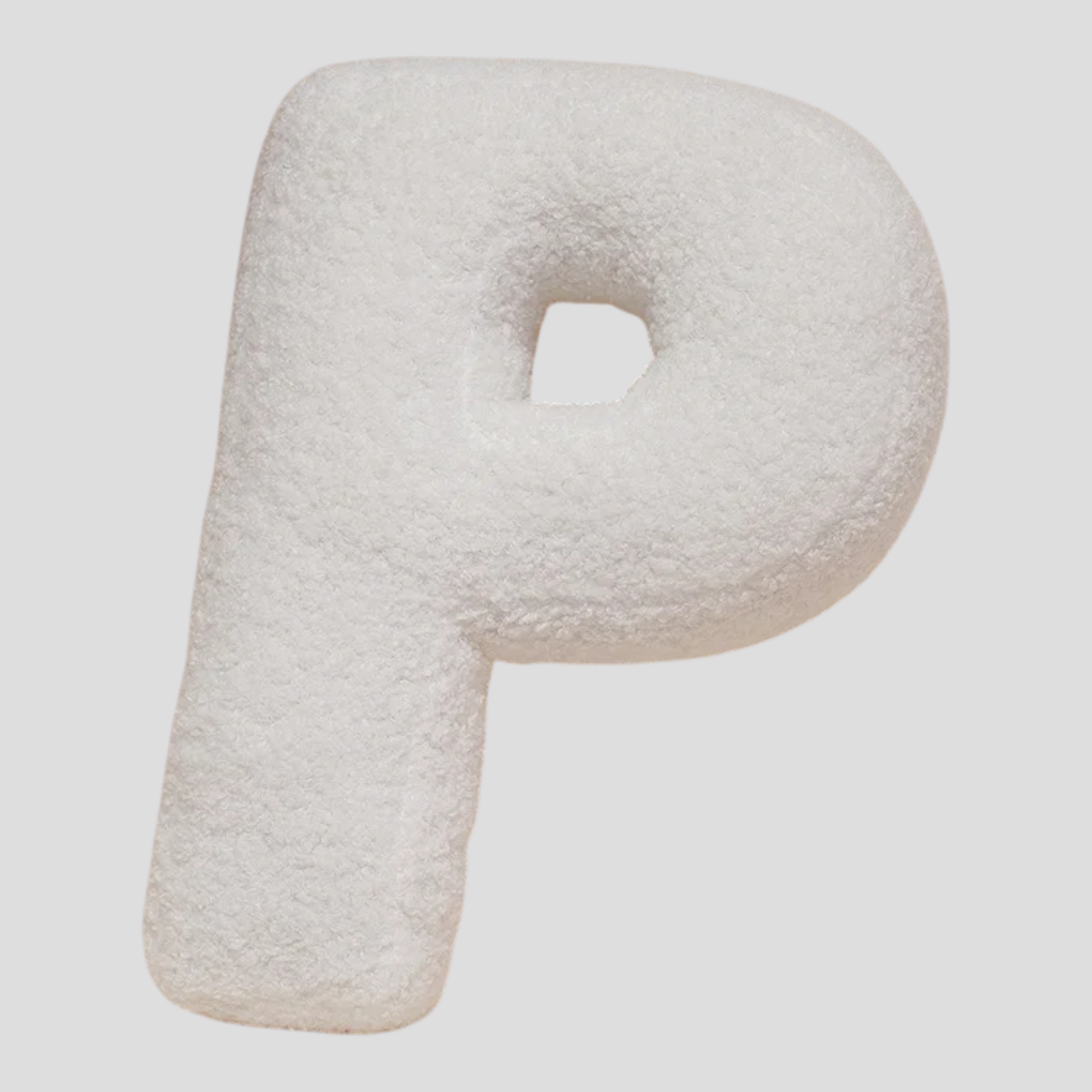 Coussin Lettre en Peluche Coton – Alphabet Décoratif Blanc, 40 Cm