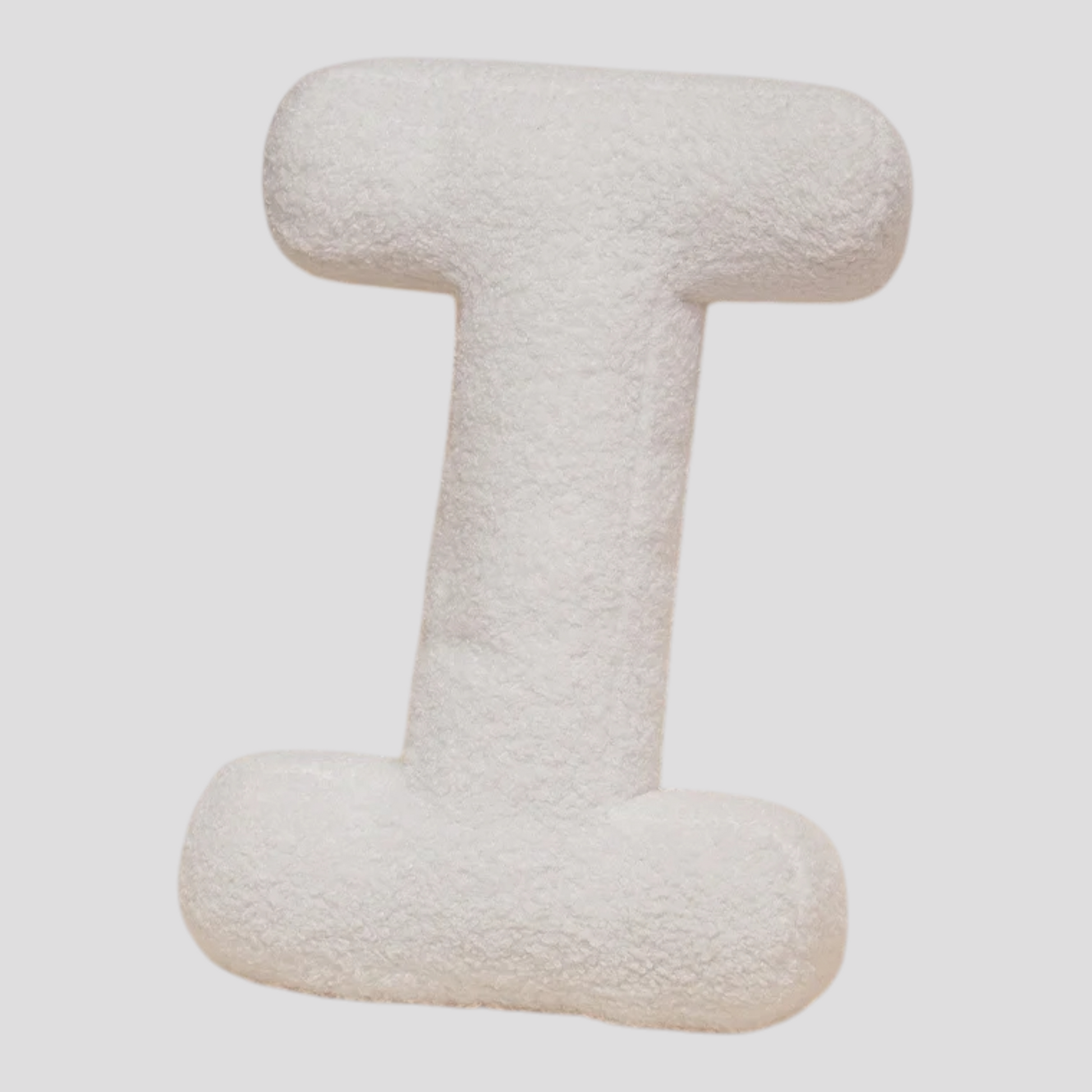 Coussin Lettre en Peluche Coton – Alphabet Décoratif Blanc, 40 Cm