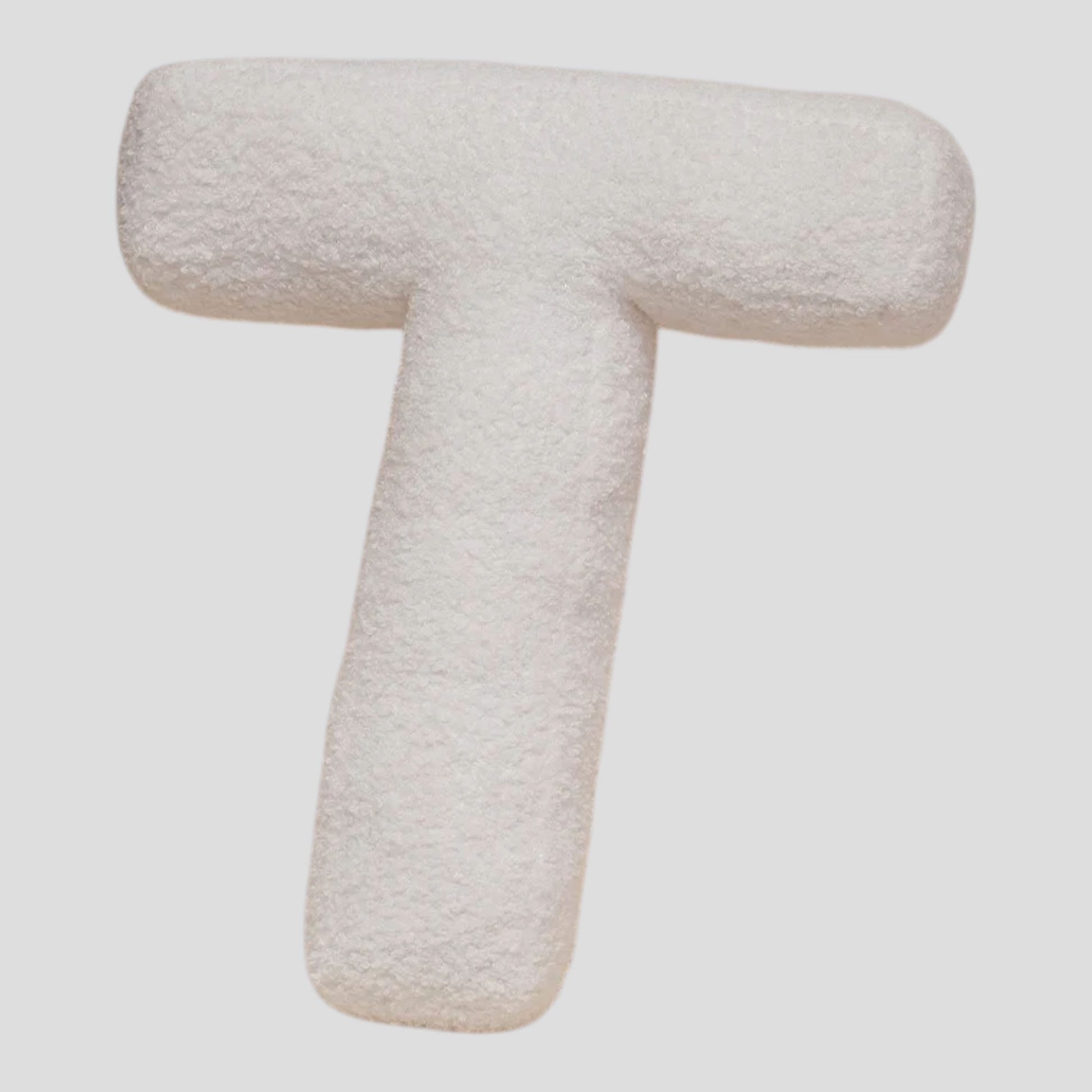 Coussin Lettre en Peluche – Alphabet Décoratif Blanc – 40 cm