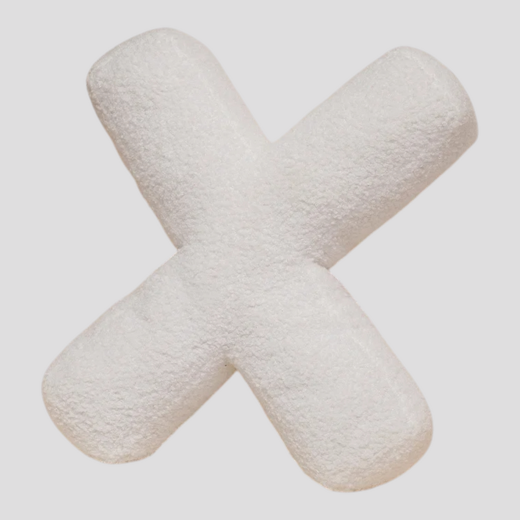 Coussin Lettre en Peluche Coton – Alphabet Décoratif Blanc, 40 Cm