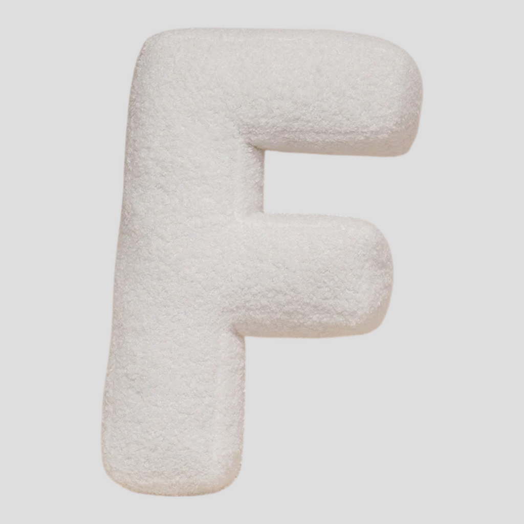 Coussin Lettre en Peluche Coton – Alphabet Décoratif Blanc, 40 Cm