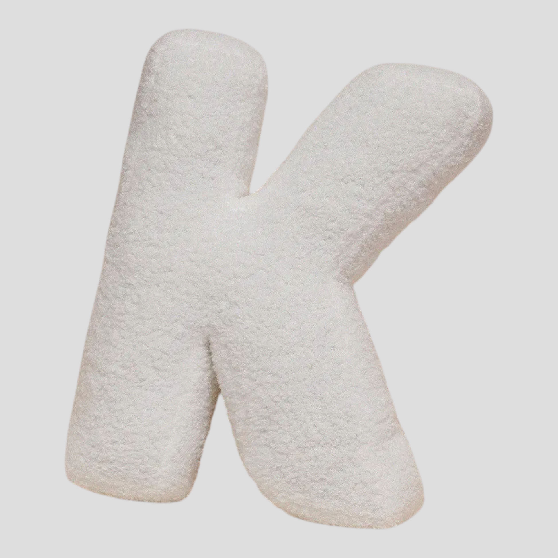 Coussin Lettre en Peluche Coton – Alphabet Décoratif Blanc, 40 Cm
