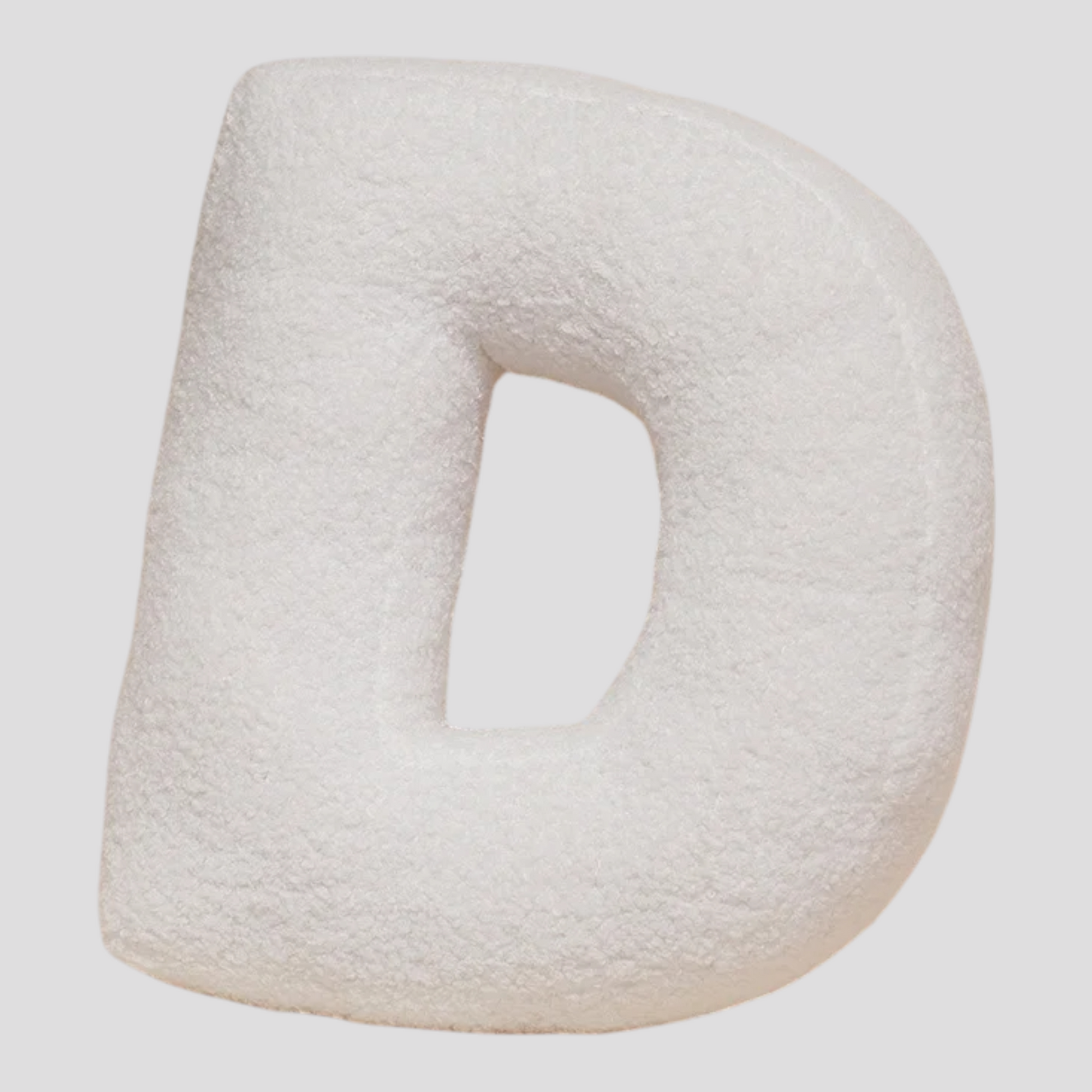 Coussin Lettre en Peluche – Alphabet Décoratif Blanc – 40 cm