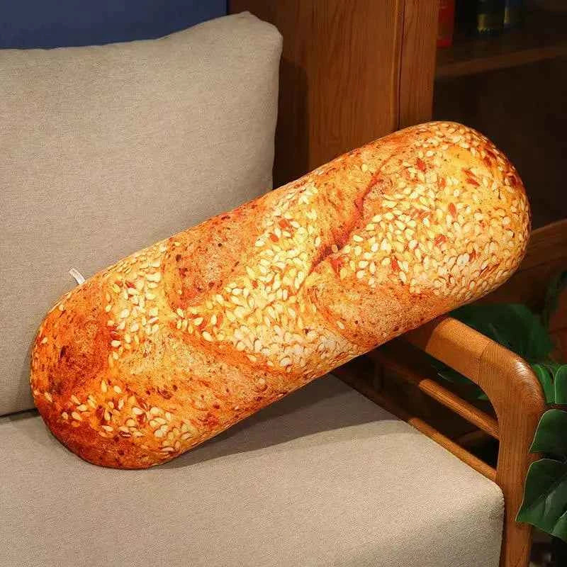 Coussin en Peluche Forme de Pain – Décoratif, Doux et Original – 50/70 cm