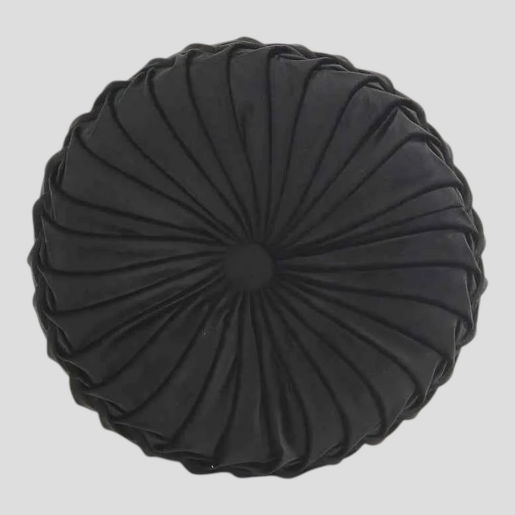 Coussin Rond Plissé 3D en Velours – 3 Cm
