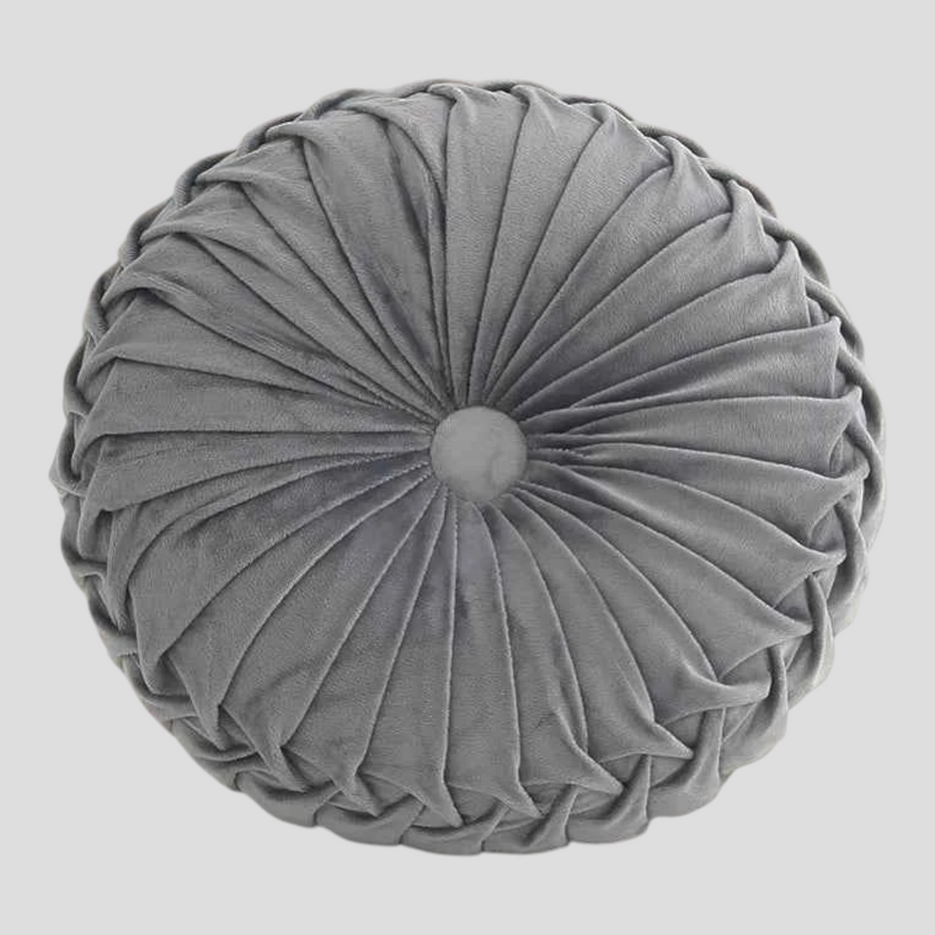 Coussin Rond Plissé 3D en Velours – 3 Cm