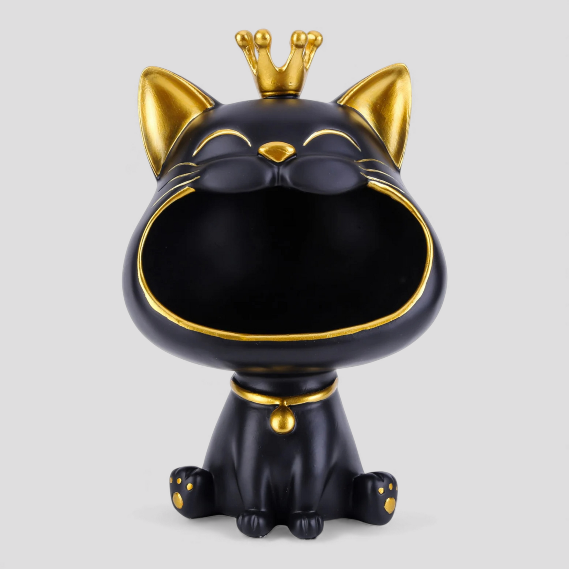 Statue Chat en Résine avec Couronne – Décoration Intérieure Mignonne