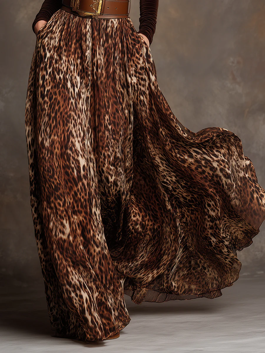 Ensemble Femme Col Roulé et Jupe Léopard 2