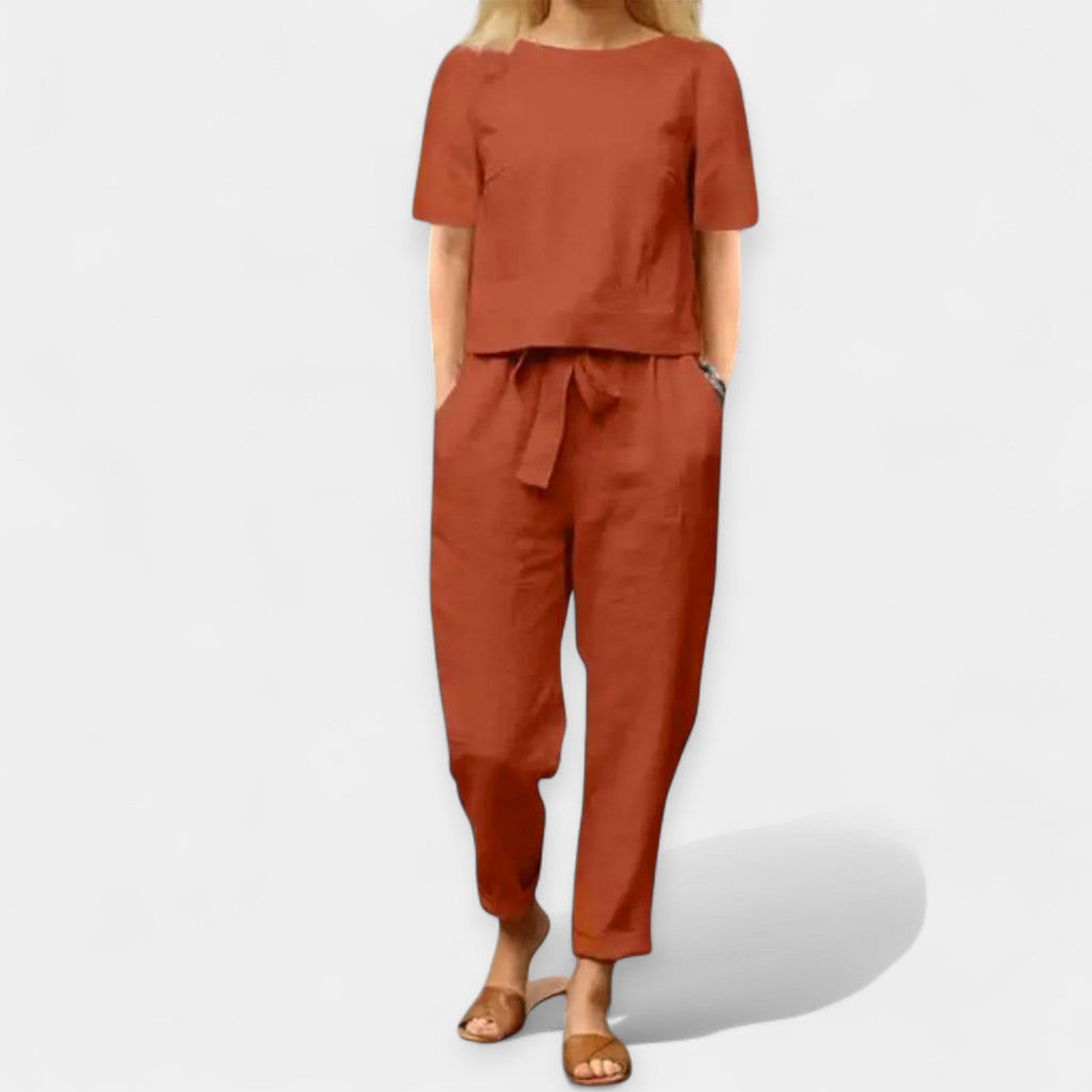 Ensemble Femme Élégant Bicolore Pantalon Large 2
