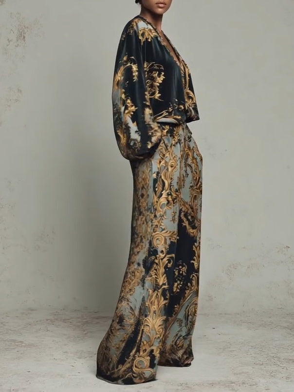 Ensemble Femme Élégant à Motifs Floraux 2