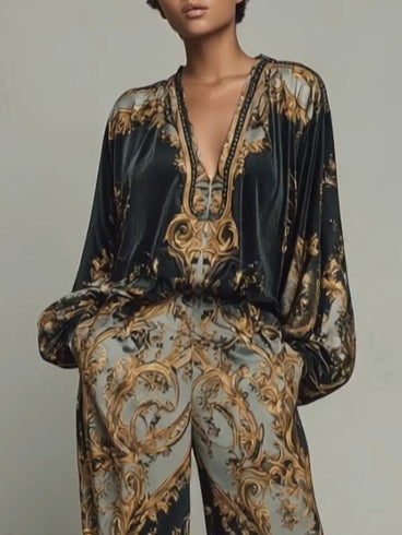Ensemble Femme Élégant à Motifs Floraux 3