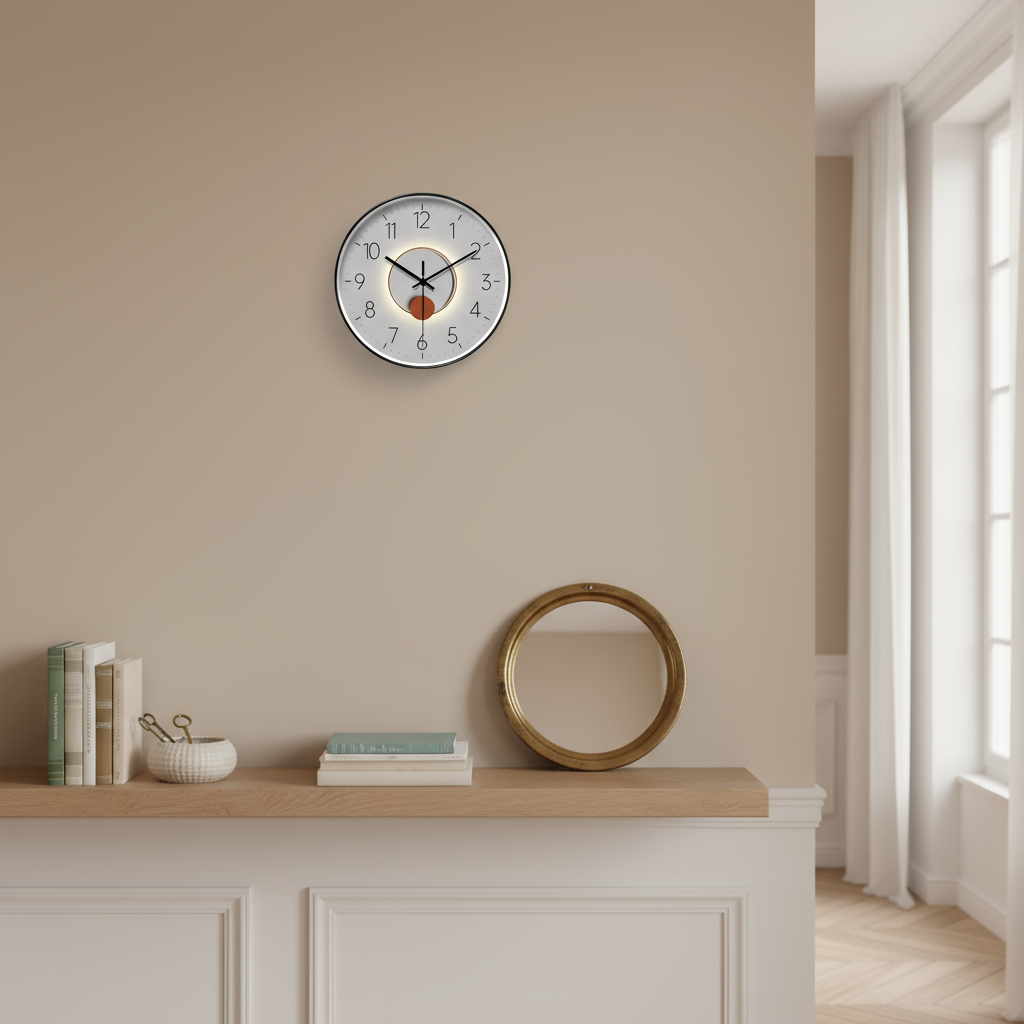 Horloge Murale Ronde Silencieuse avec Balancier – Design Moderne, 30 cm