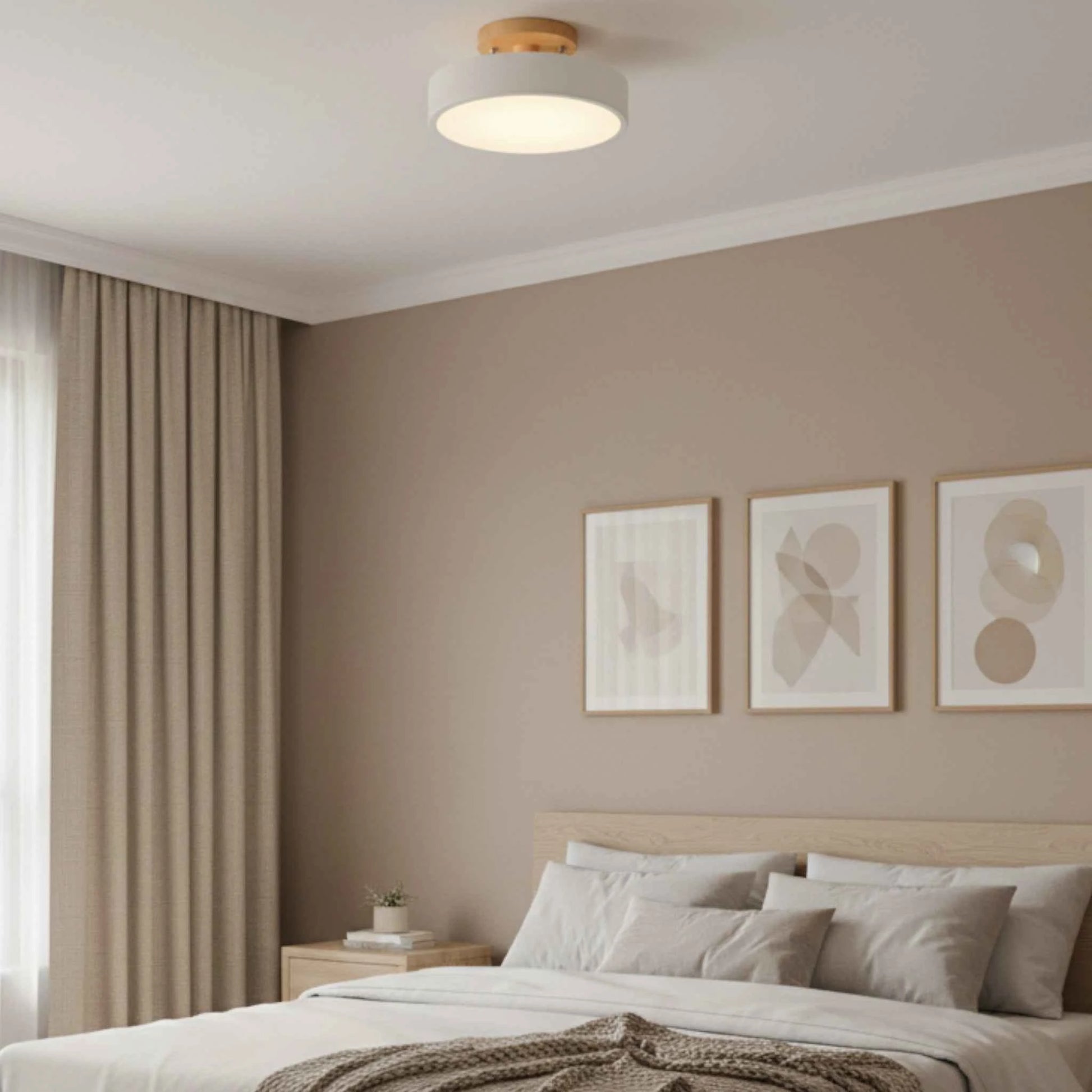 Plafonnier en Bois Rond – LED Intégrée