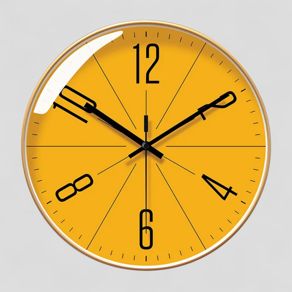 Horloge Murale Jaune – Design Moderne et Élégant