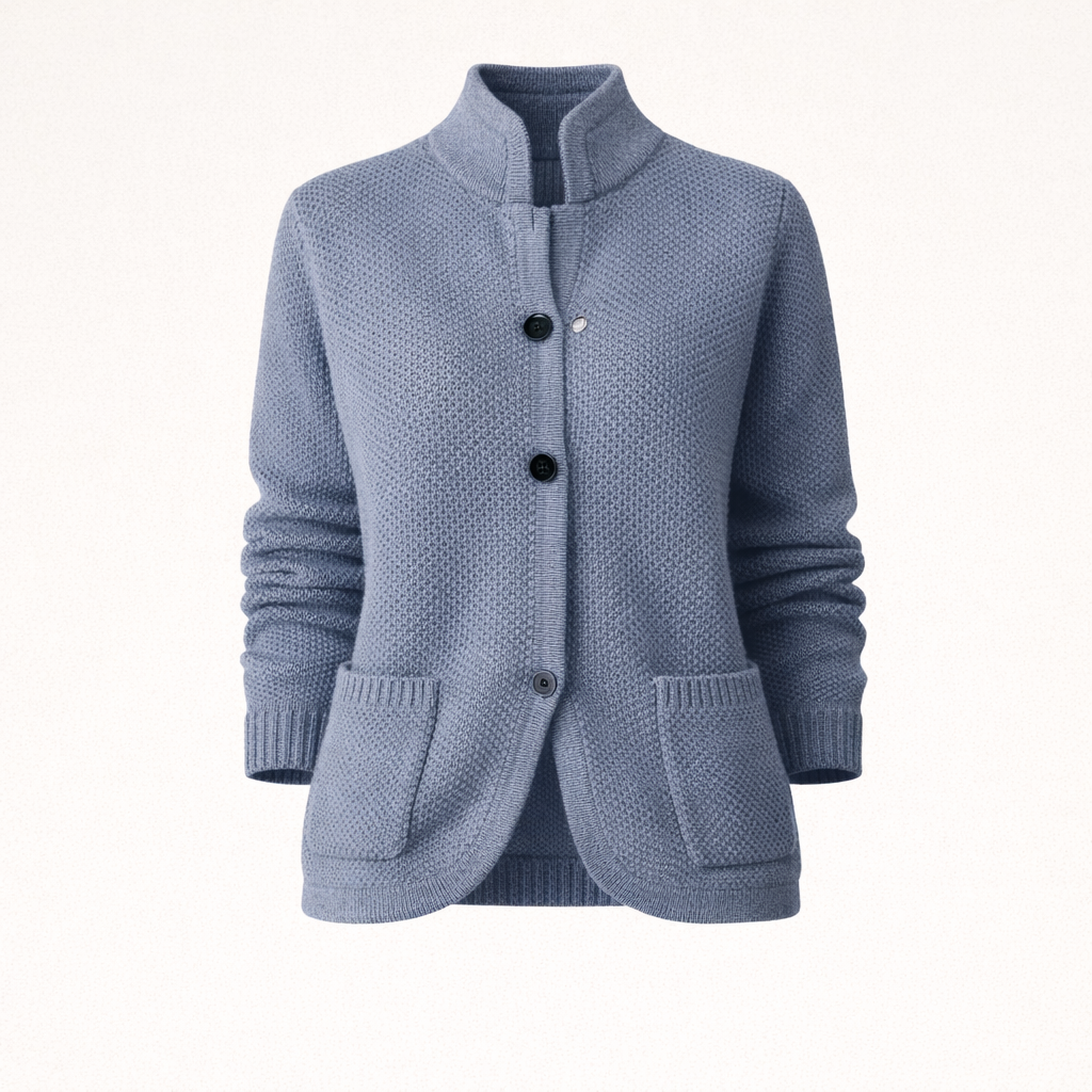 Cardigan Femme Maille Câblée Boutons Bois