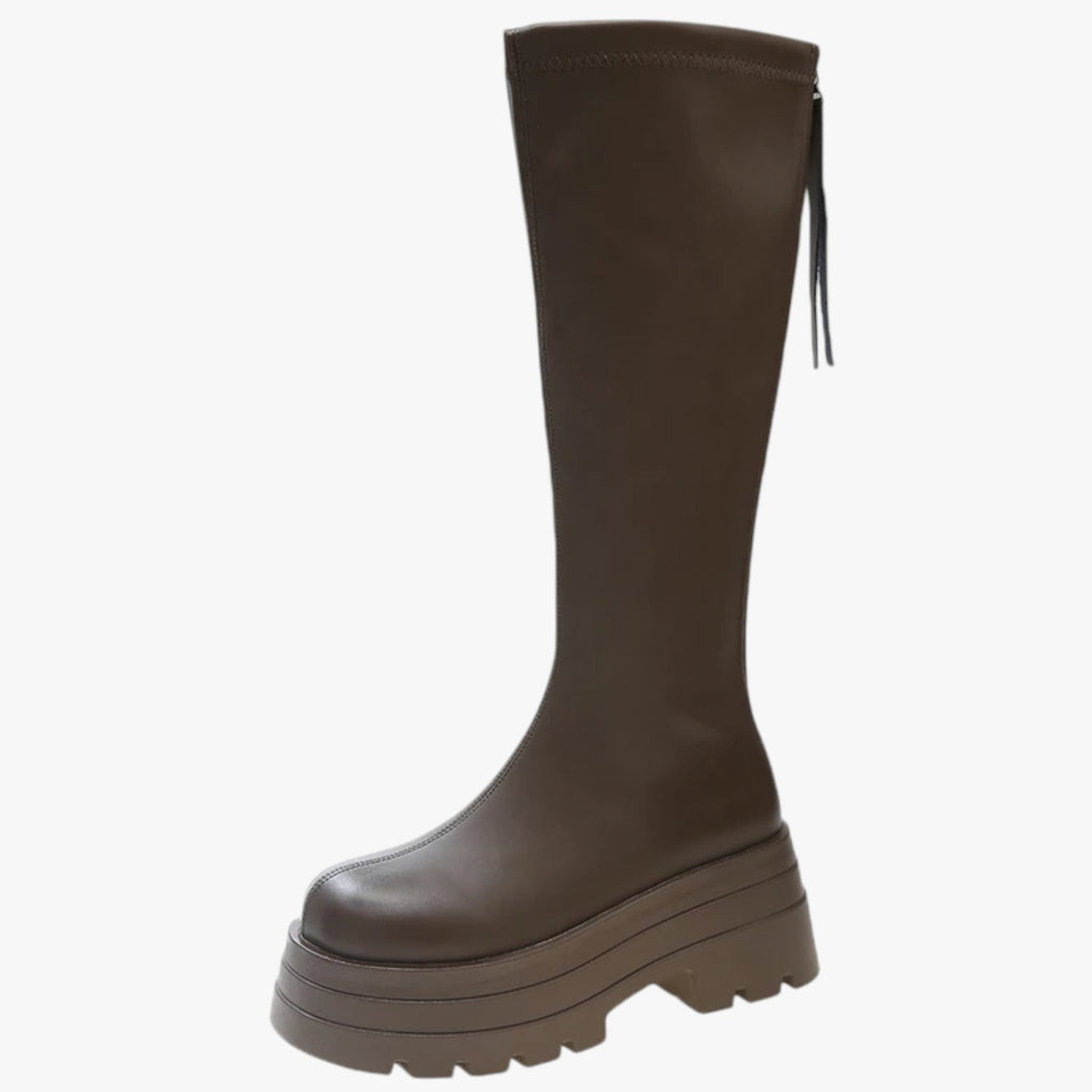 Bottes pour Femmes à la Mode, Tendance avec Fermeture Éclair, Semelle Épaisse et Confort Supplémentaire Au-dessus du Gen Femme