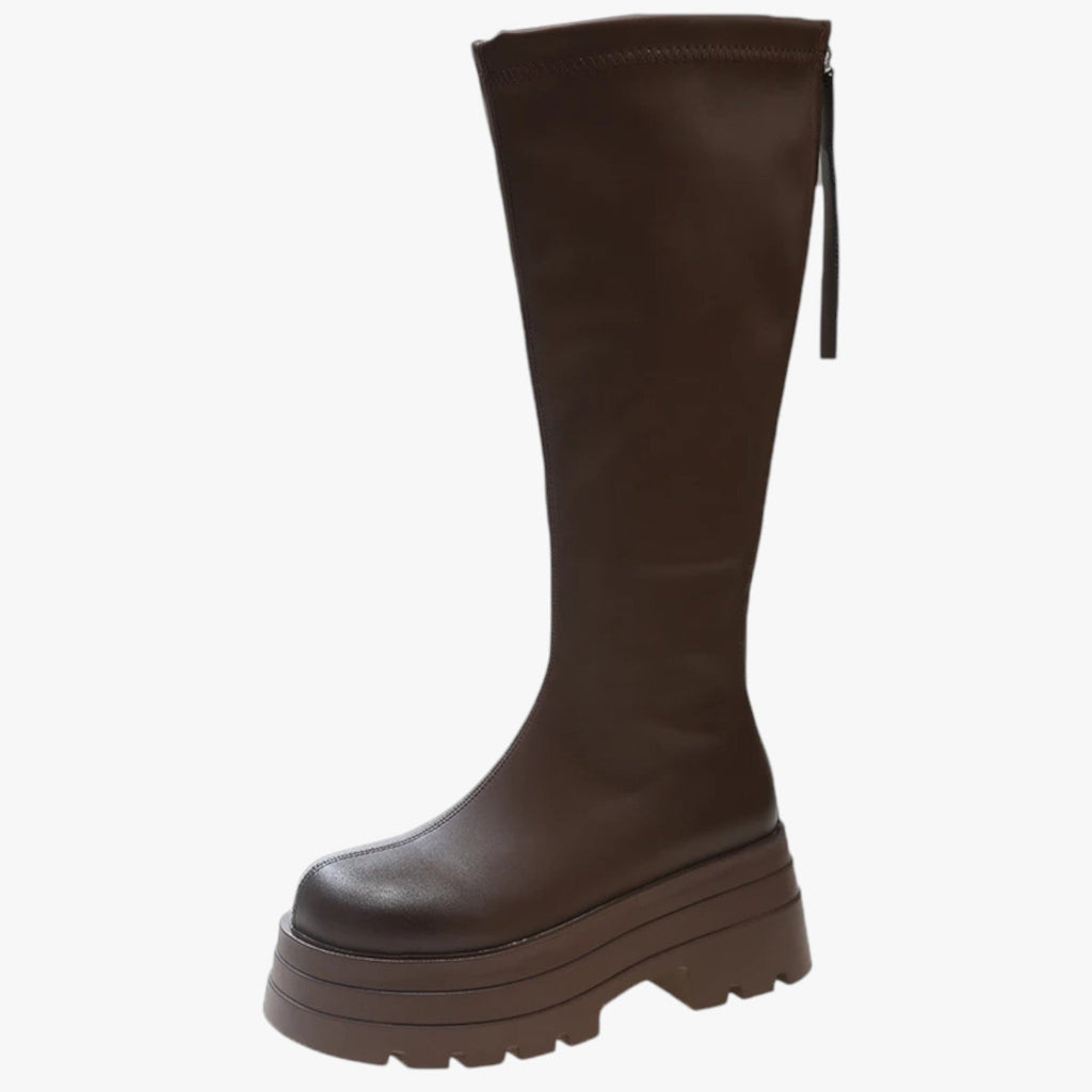 Bottes pour Femmes à la Mode, Tendance avec Fermeture Éclair, Semelle Épaisse et Confort Supplémentaire Au-dessus du Gen Femme