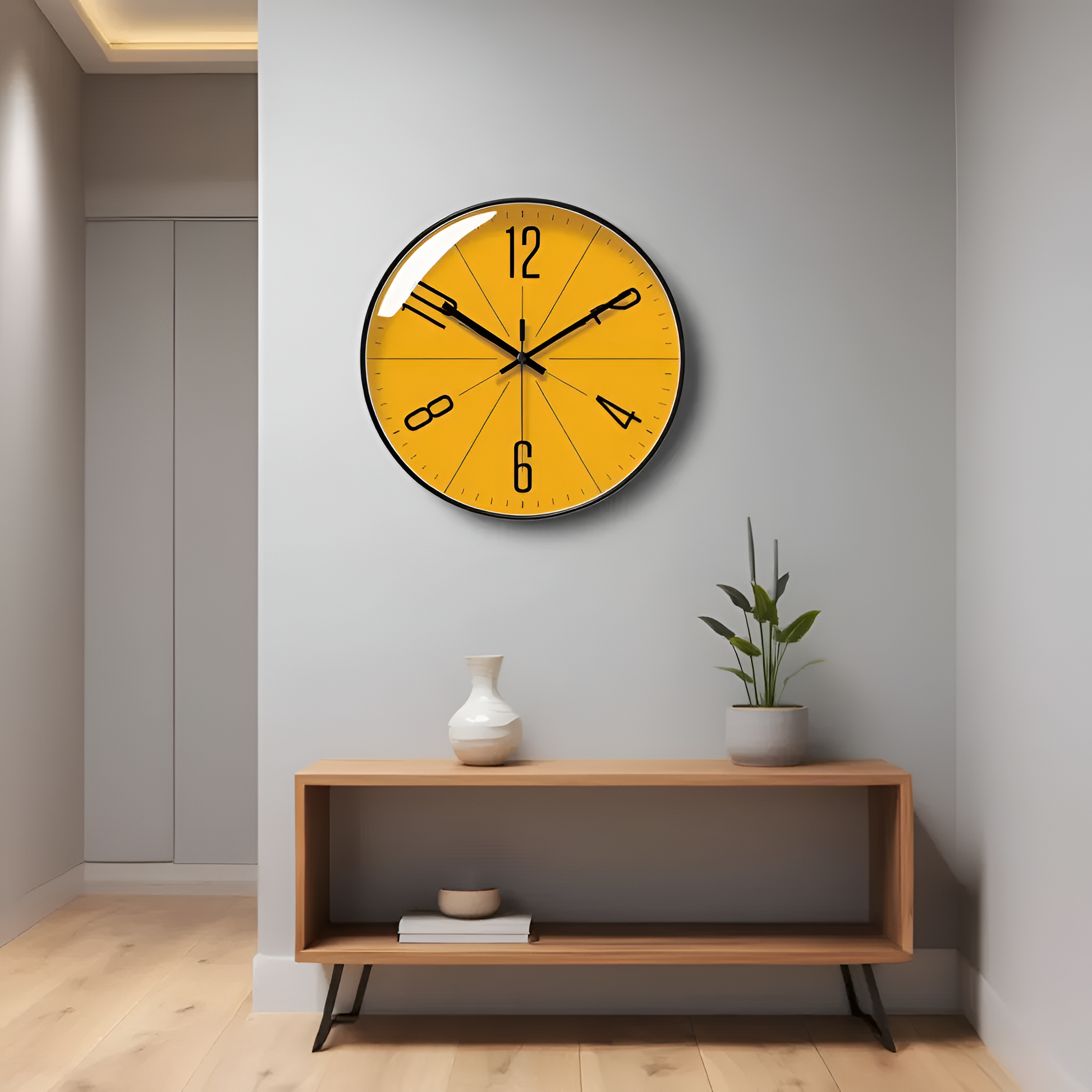 Horloge Murale Jaune – Design Moderne et Élégant