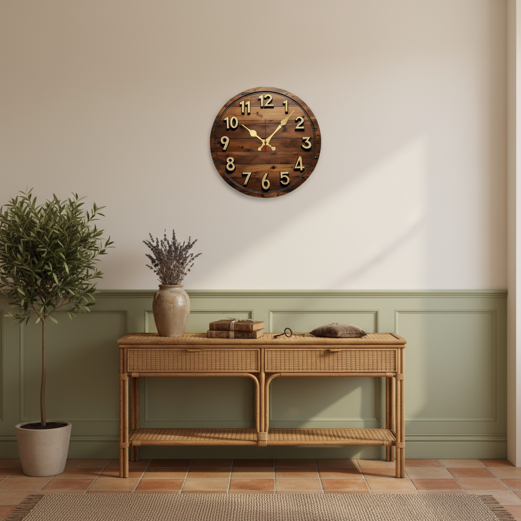 Watch Murale Ronde en Bois – Style Minimaliste