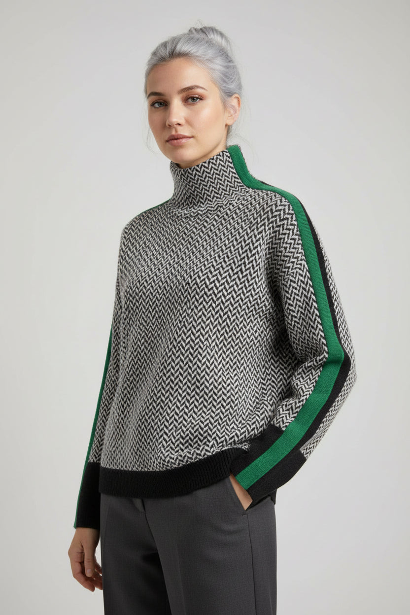 Damenpullover mit Polyester-Streifen Modischer eleganter Büro-Stil