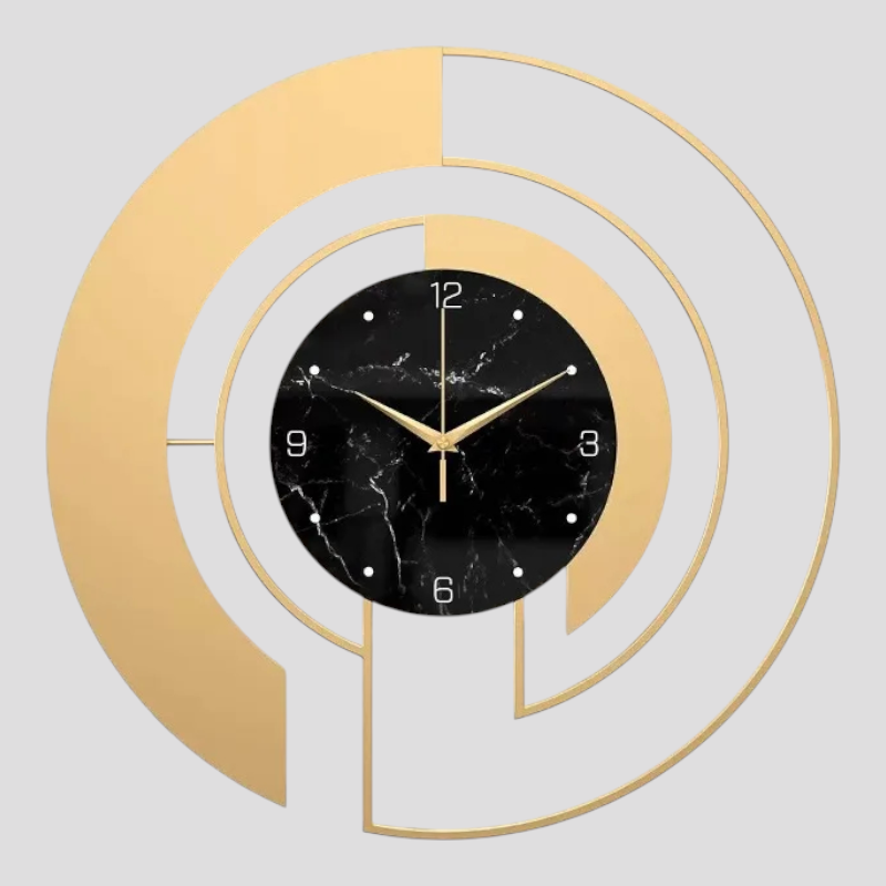 Horloge Murale Design Créative Noir et Doré