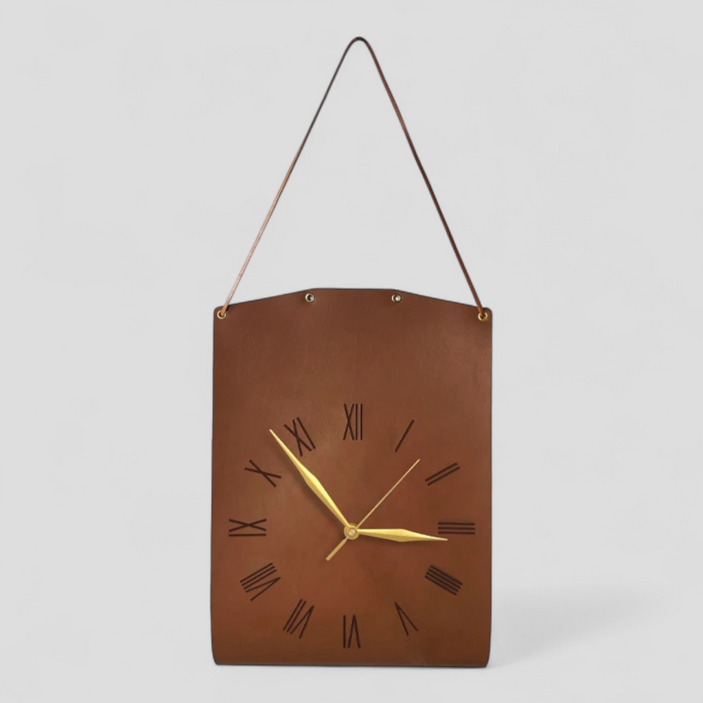 Montre Murale avec Sangle en Simili Cuir – Chiffres Romains