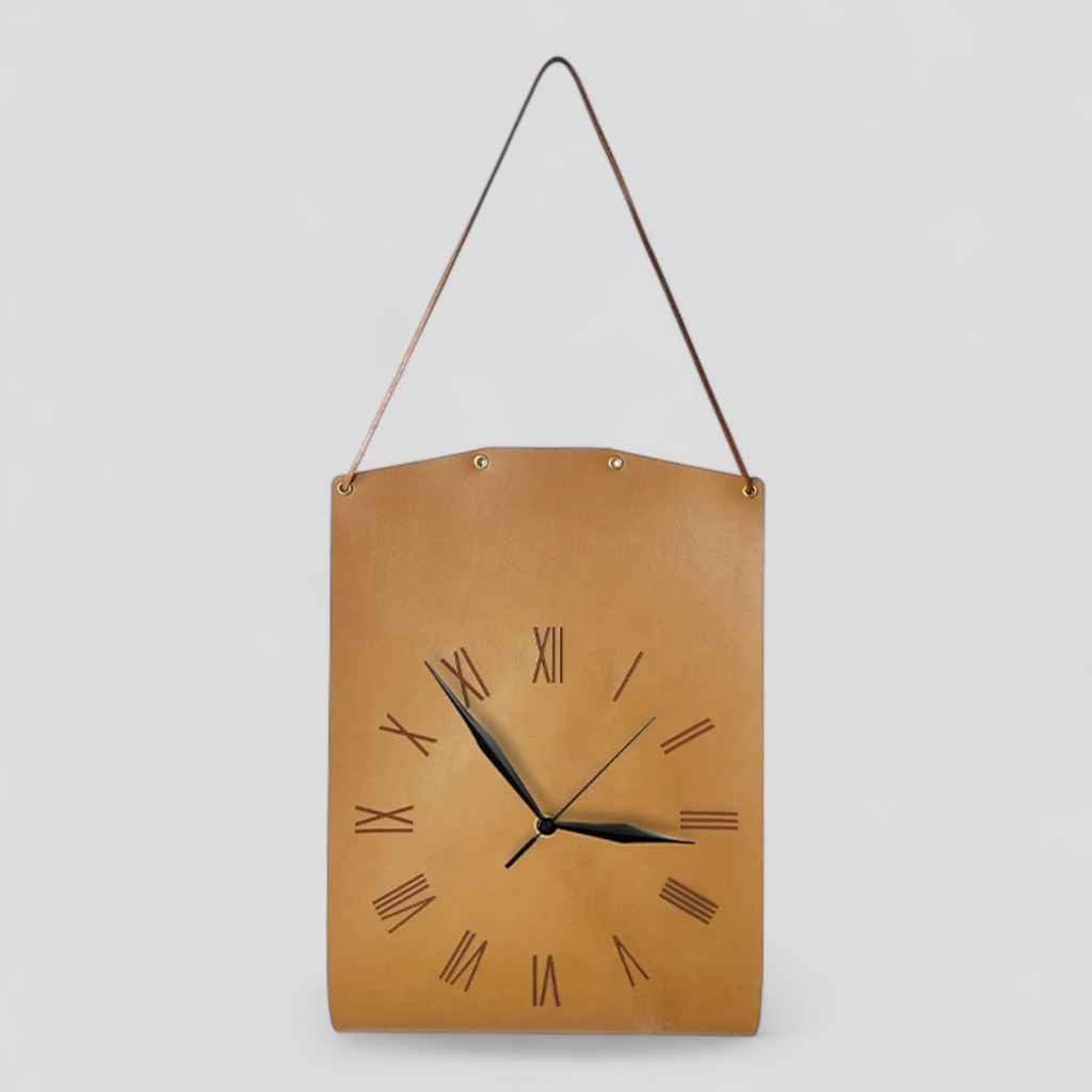 Montre Murale avec Sangle en Simili Cuir – Chiffres Romains