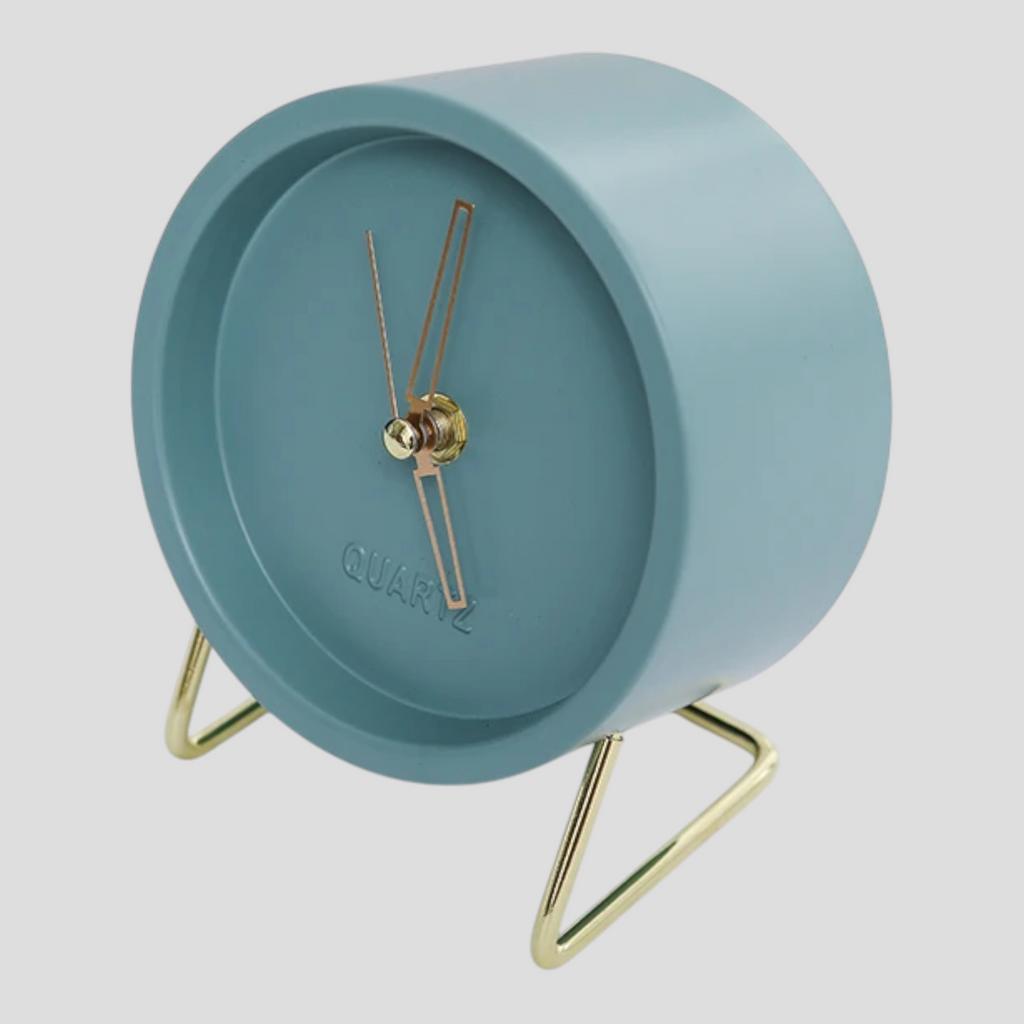 Horloge de Table Design Minimaliste – Noire avec Pied Doré