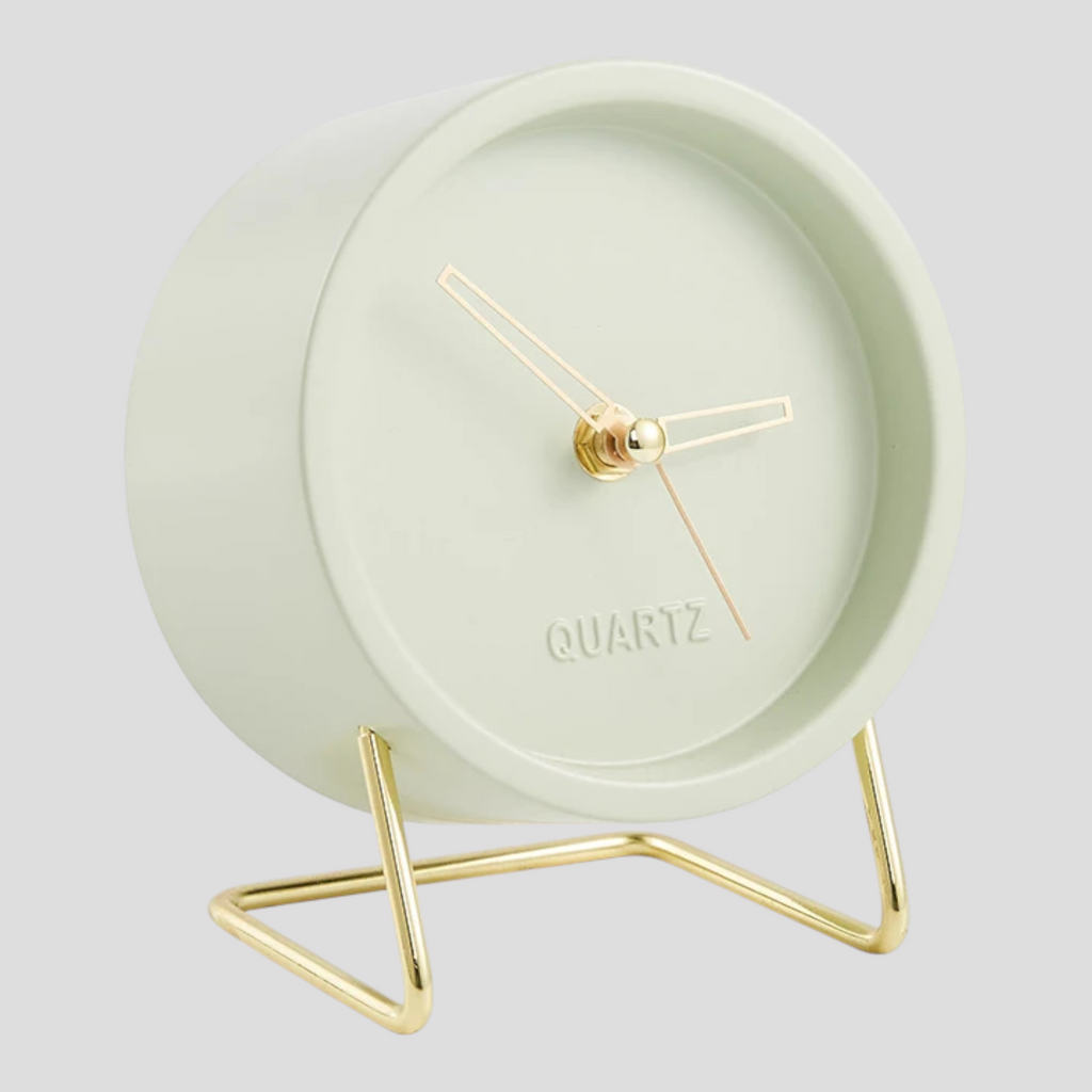 Horloge de Table Design Minimaliste – Noire avec Pied Doré