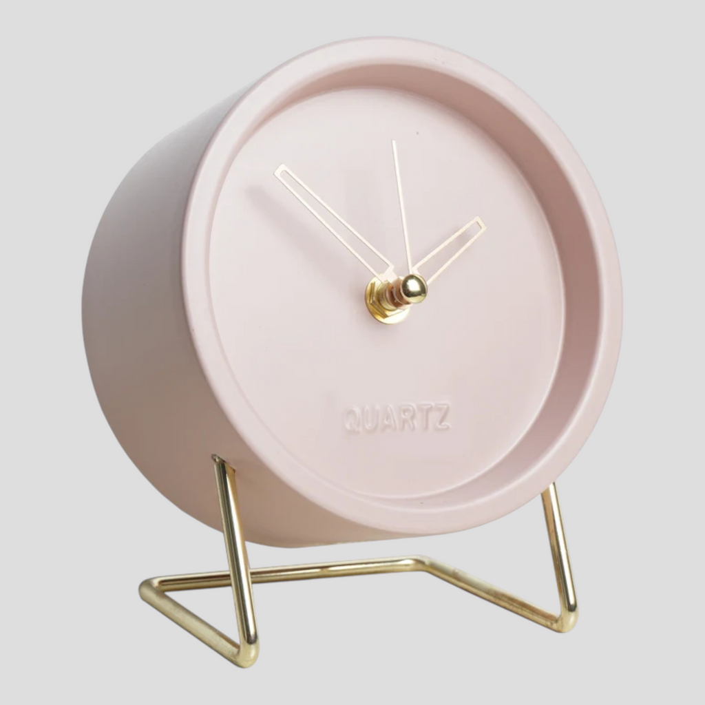 Horloge de Table Design Minimaliste – Noire avec Pied Doré