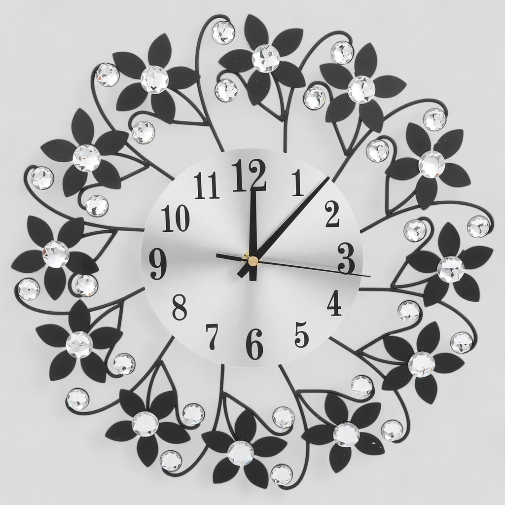 Horloge murale décorative en métal – Design moderne avec cadran miroir