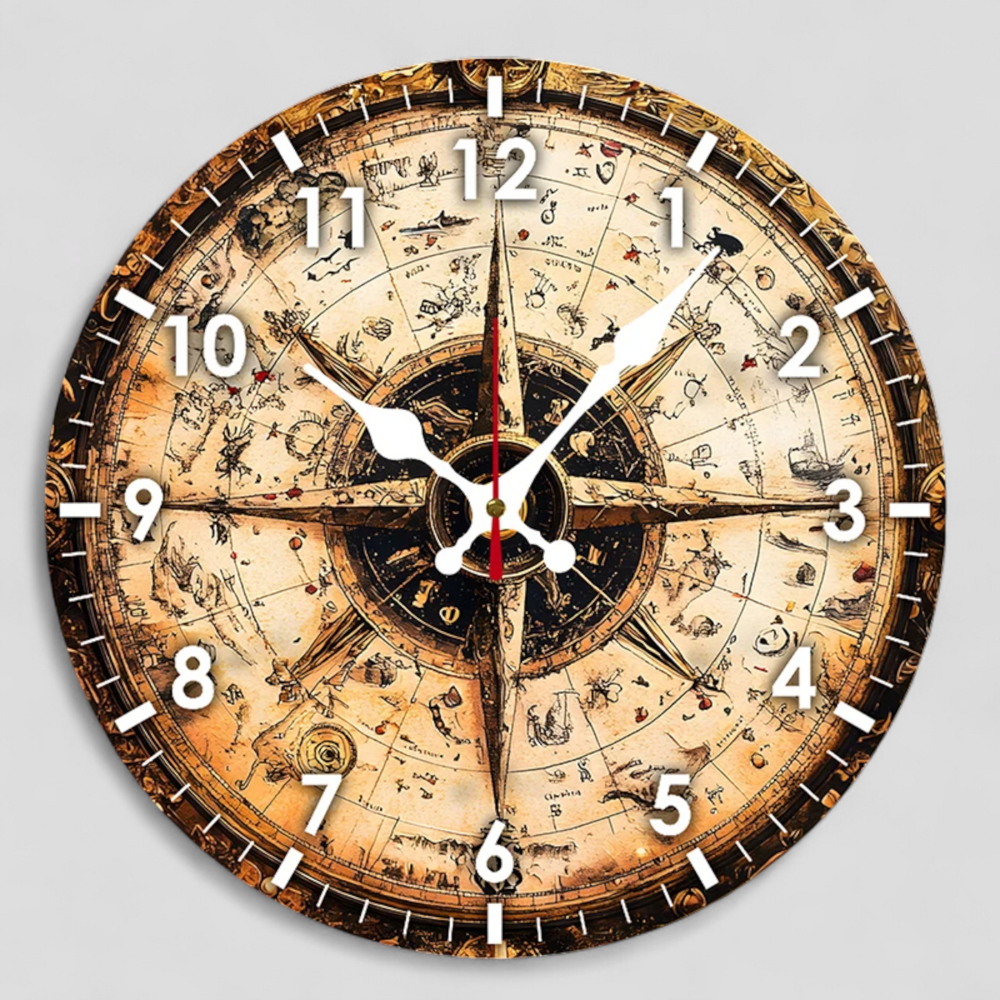 Watch Murale Ronde en Bois Naturel – Silencieuse, 25 cm