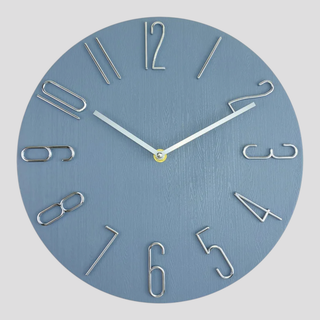 Horloge Murale Silencieuse 30 cm – Chiffres Métalliques, Style Moderne