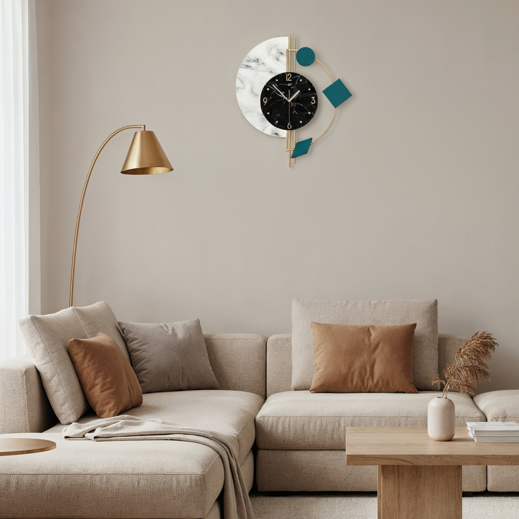 Horloge Murale Silencieuse – Effet Marbre, Style Moderne